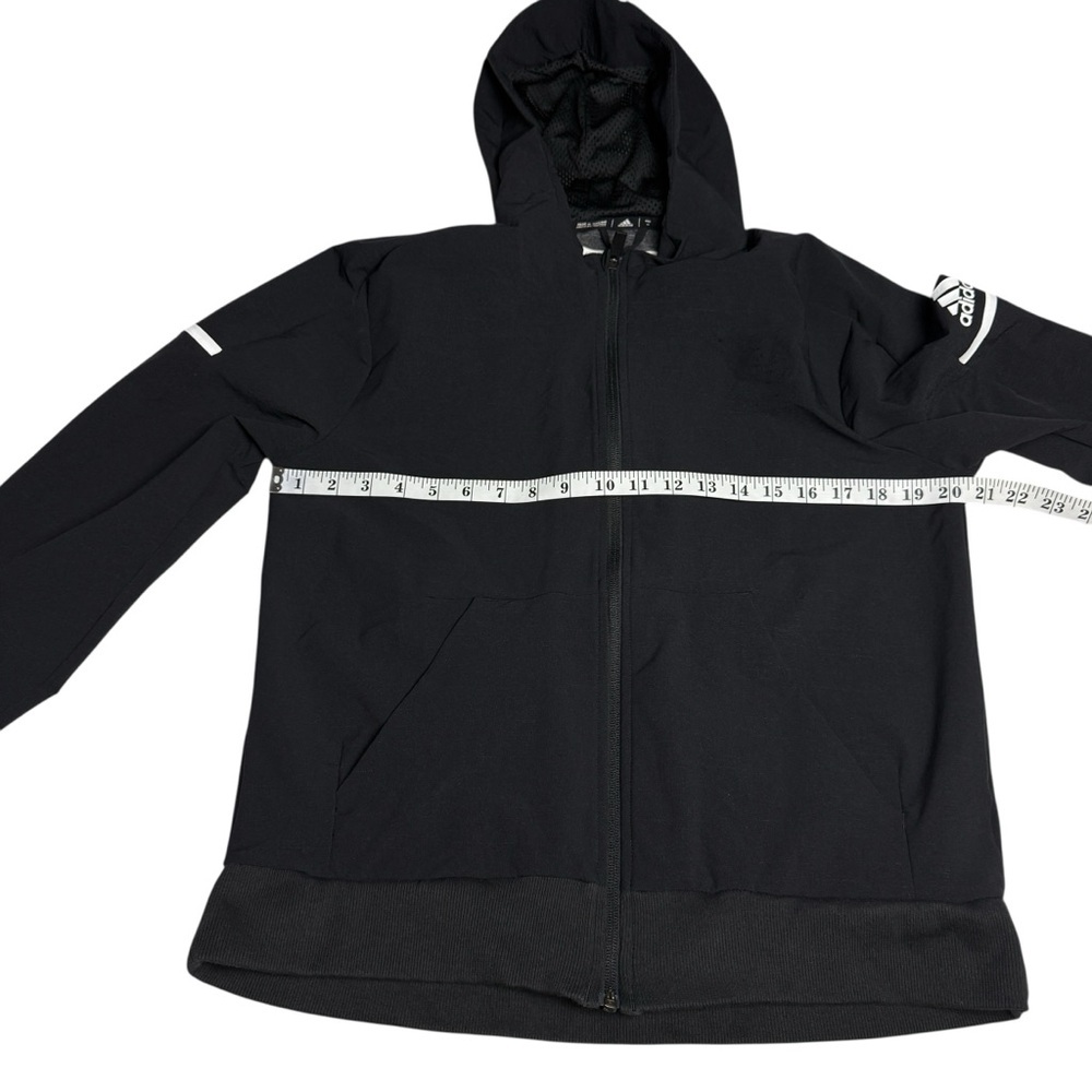 Adidas Hooded Full Zip Jacket Track Run Jog Athletic Outdoor Black SZ M Womens - Picture 8 of 10